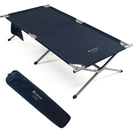 Похідне ліжко COSTWAY розкладне XXL, 214,5 х 106 см, кемпінгове ліжко з бічною кишенею, переносне кемпінгове ліжко з завантаженням до 150 кг, в т.ч. сумка для перенесення, розкладне ліжко для кемпінгу, пляж синій