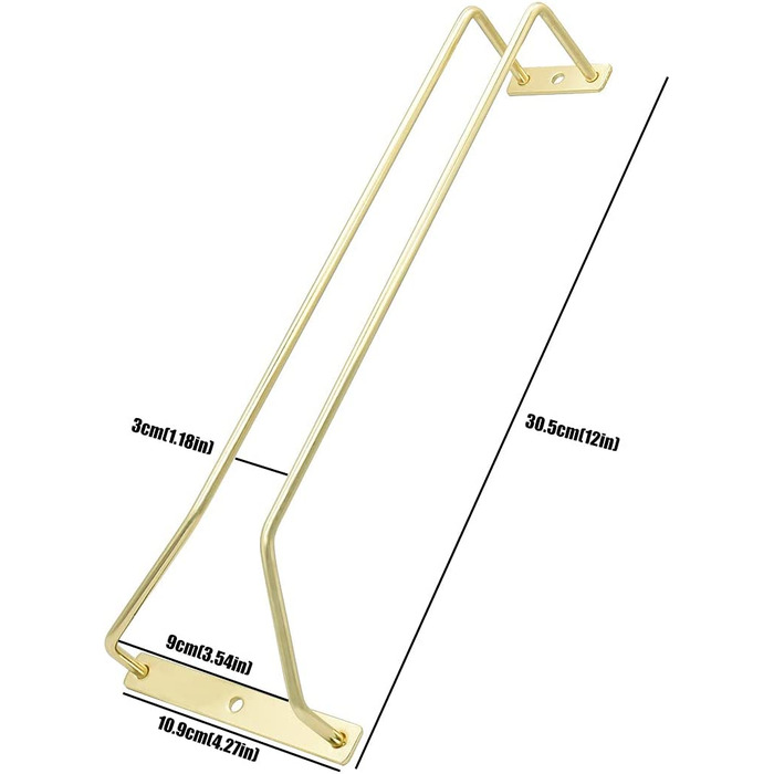 Полиця для келихів діаметром 30,5 см-Нижня шафа для келихів на ніжках, тримач для келихів, місце для зберігання келихів, металева вішалка, органайзер для бару, кухні, обробка золотом (2 Ряди, ) (1 ряд)