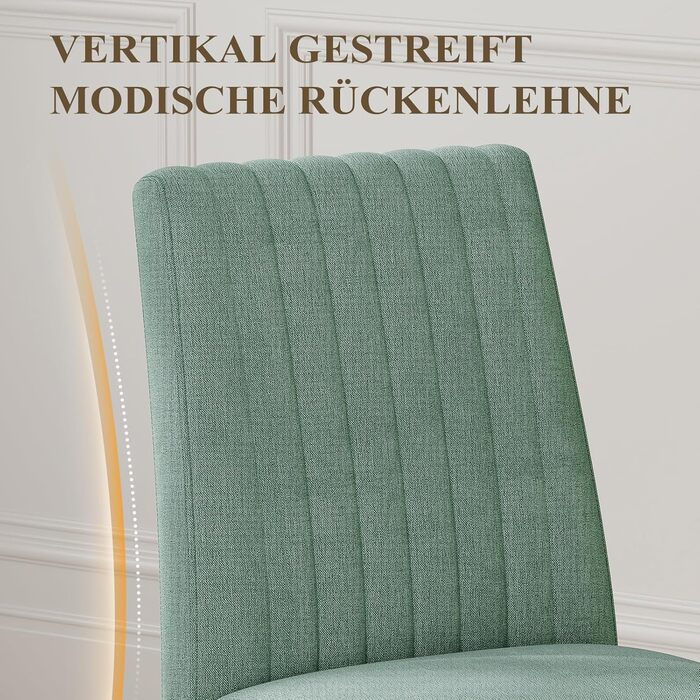 COLAMY Комплект обідніх стільців для кухні та їдальні (6 шт), зелені, з м'яким сидінням та спинкою, дерев'яні ніжки