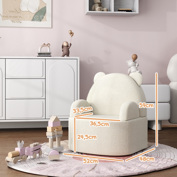 AIYAPLAY Дитяче крісло Teddy Fleece Bear Shape для дітей 1,5-3 років, зручний дитячий диван для дитячої кімнати та ігрової кімнати, бежевий
