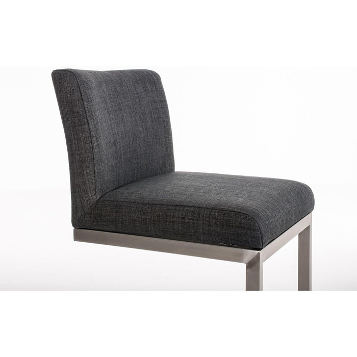 Барний стілець Paros з нержавіючої сталі, тканинне сидіння, з підлокітниками та підставкою для ніг, темно-сірий