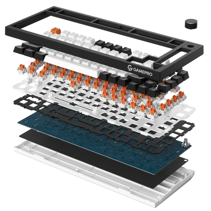 Бездротова механічна клавіатура GamePro Asgard Valhalla (MK160B Pro) 75% QLAB orange switches
