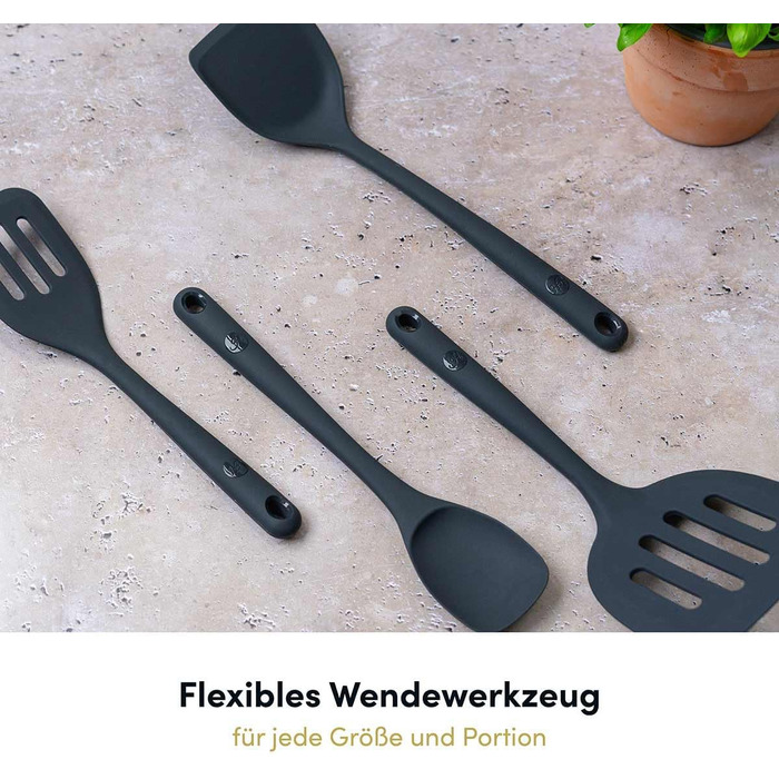 Набір кухонних аксесуарів Hoffmann Küchenhelfer-Set, 10 предметів, сірий, силікон, нержавіюча сталь, антипригарне покриття