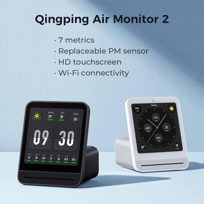 Монітор якості повітря Qingping Gen 2: PM2.5, CO2, PM10, температура, вологість, шум. Оновлений моніторинг та будильник