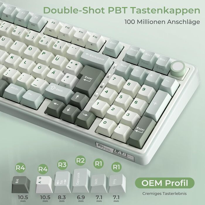Механічна клавіатура Royal Kludge R98 Pro: 96% Gasket, RGB, NumPad, PBT, Hot-Swap, Creamy Switches (Beige/Cyan)