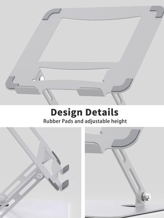 Підставка для ноутбука на стіл Soundance, чорна, регульована висота, металева, 10-15.6 дюймів