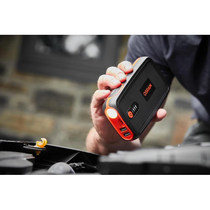 Osram BATTERYstart 400: Літієвий пусковий пристрій 2000A 12V з Powerbank, для бензинових та дизельних двигунів до 8L/4L, 16800mAh