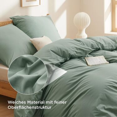 BEDSURE Комплект постільної білизни 135x200, бавовна, 4 частини - зелений колір, комплект з 2 наволочок 80x80 см, Oeko-TEX, застібка на блискавку