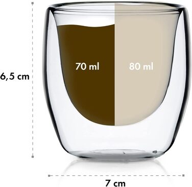Набір чашок для еспресо GLASWERK (6 х 80 мл) двостінні боросилікатні стакани