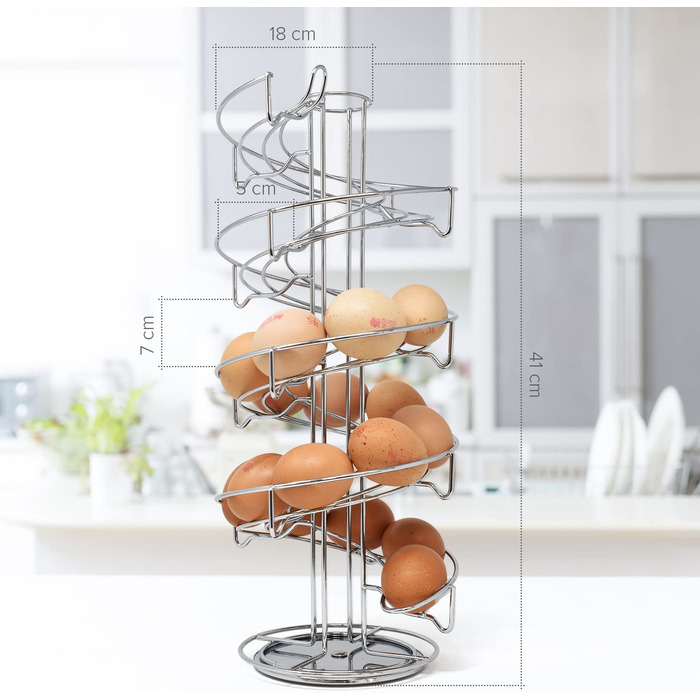 Спіральний дизайн Joeji контейнер для яєць кошик для яєць Спіральний тримач для яєць металевий тримач для яєць вміщує до 36 яєць-зберігання