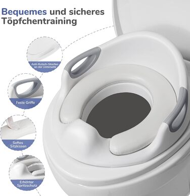 Унітаз дитячий з драбинкою та підставкою Deanic (Сірий) для дітей від 1 до 6 років + 2 подушки та щітка