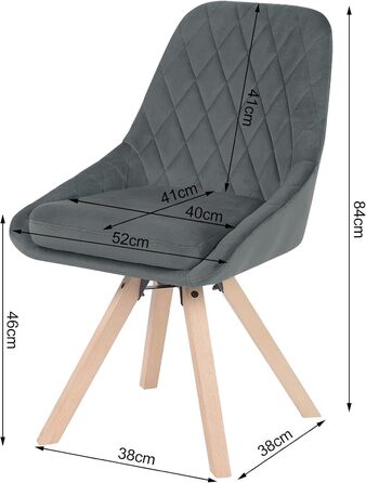 Крісла для їдальні WOLTU, набір 2 шт., поворотні, для кухні, вітальні, їдальні, з оксамитовим покриттям, на букових ніжках, до 150 кг, темно-сірий