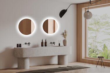 Круглий дзеркало для ванної кімнати 80 см з LED підсвічуванням та сенсорним вимикачем