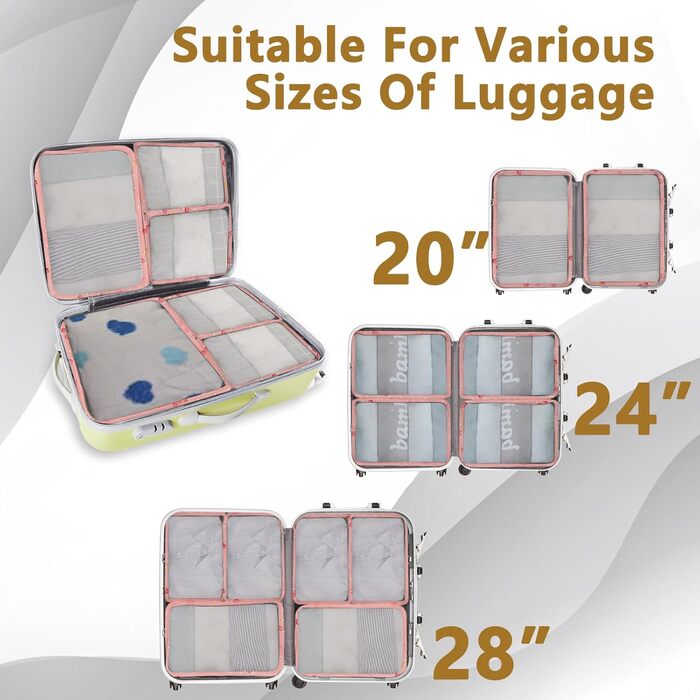 Набір органайзерів для валізи та подорожей, водонепроникні пакувальні куби для одягу, 12 предметів, колір Вишневий