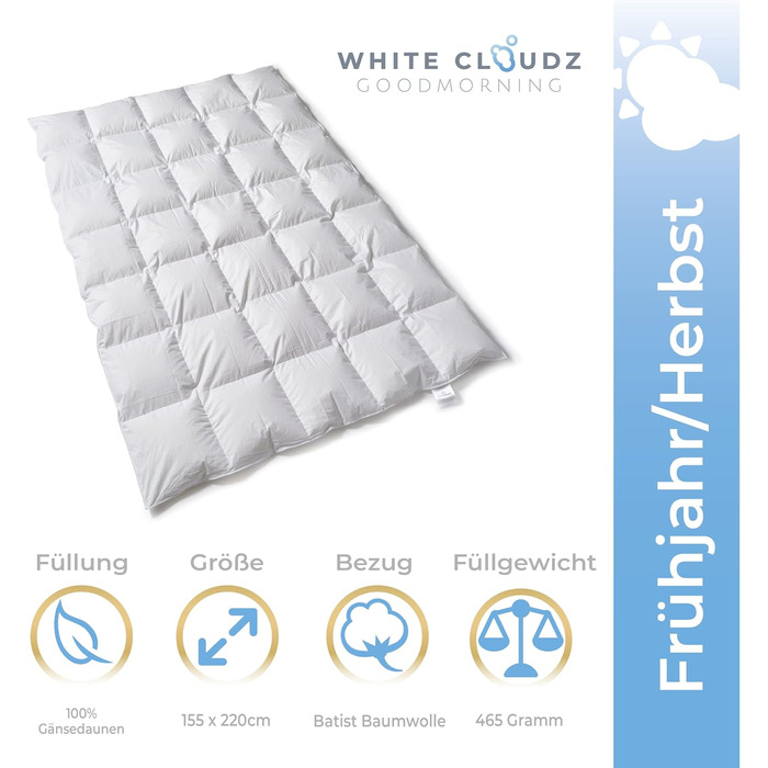 Ковдра White Cloudz Aspen Down 240x220 см, Warmth Class 4, 100 Гусячий Пух, Mako Cotton