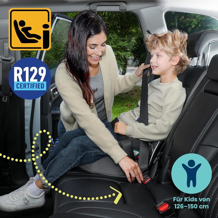 Trunki BoostApak 2-в-1: Автокрісло-бустер з рюкзаком для дітей (6+ років), i-Size, сірий (126-150 см)