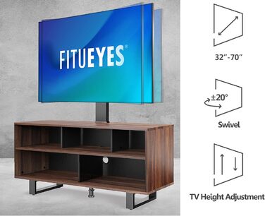 Тумба під телевізор FITUEYES з кронштейном, дерев'яна, 3270 дюймів, регульована по висоті, поворотна, до 50 кг, VESA 600x400