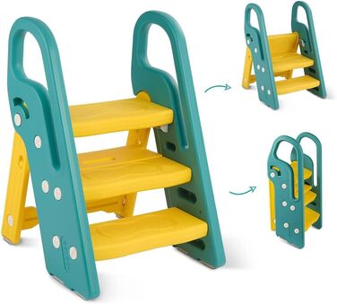 Дитячий трибуз/табурет Onasti, 2-3 сходинки, регульована висота, складаний, багатофункціональний (зелений)