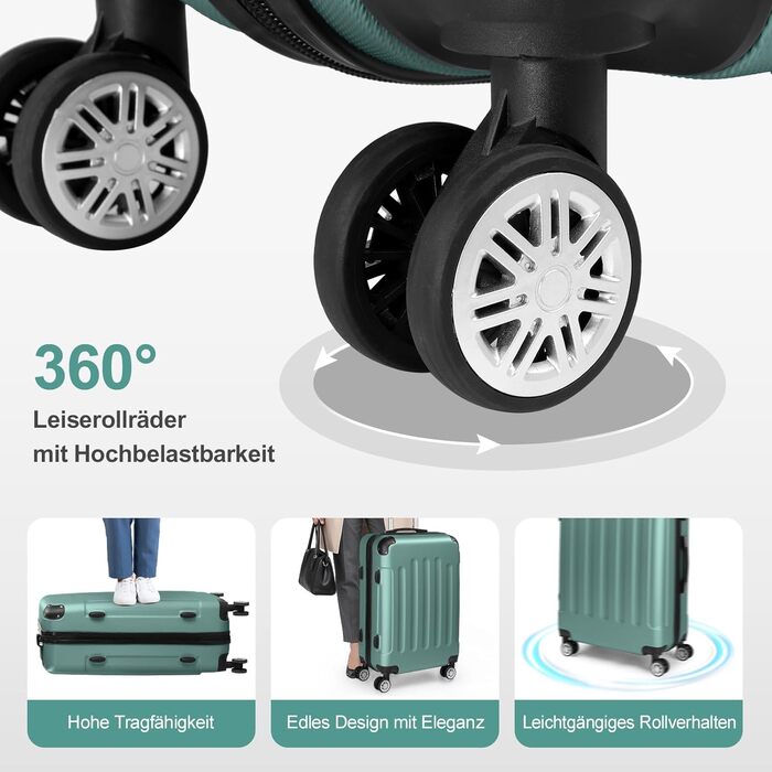 Набір валіз LALAHO 4 шт. з косметичками, з ABS пластику, турецький, з захисними куточками (смужки)