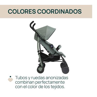 Дитяча коляска Chicco Echo Lite, зелений колір, від народження до 22 кг, регульована спинка, великий сидіння, захист від ударів, складаний дощовик, гальма та поворотні колеса