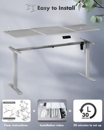 Регульований стіл JUMMICO з USB-зарядкою, електричний, 120x60 см (сірий)