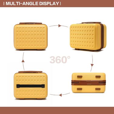 Валіза-тележка KONO з жорсткою оболонкою, 76x50x31 см, білий колір (з жовтим та косметичним набором)