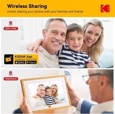 Цифровий фоторамка Kodak WiFi 10.1 дюйм з Wi-Fi, 32GB, сенсорний екран, акумулятор, дерево