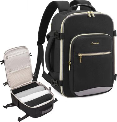 Рюкзак LOVEVOOK для ручної поклажі Ryanair, 40x20x25 см, для ноутбука 13.3 дюйма, чорний/сірий, підходить для Eurowings, Wizz Air