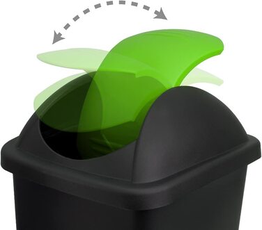 Відро для сміття Stefanplast з відкидною кришкою, об'ємом 60 літрів (чорний / зелений)