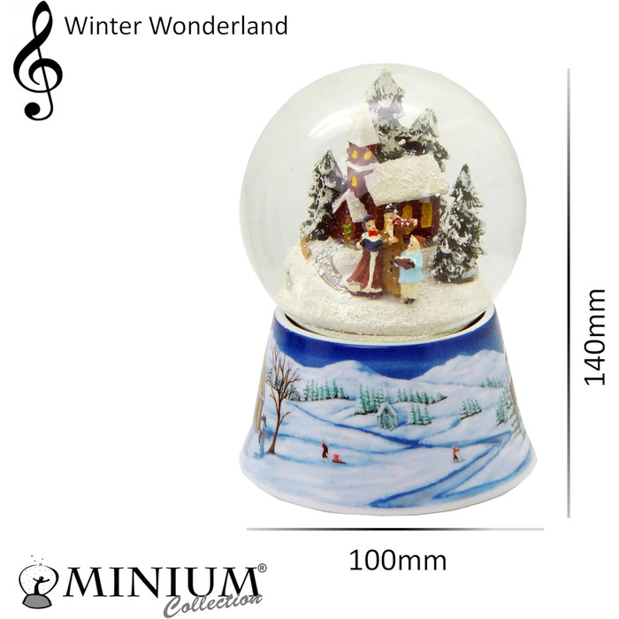 Шнеекюгель Різдвяна Прогулянка: Ностальгійна Зимова Пейзаж на Підставці з Мелодією, 100 мм, 20099