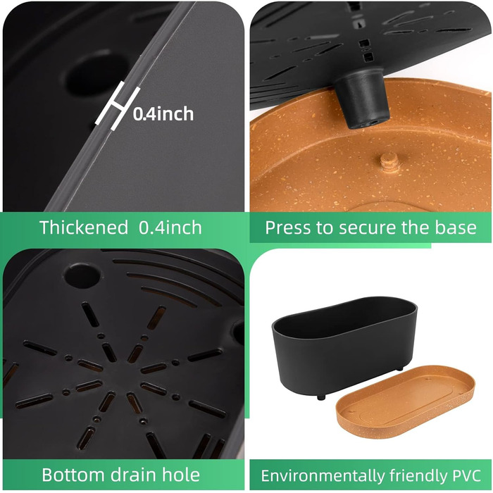 Набір горщиків для квітів QCQHDU 2 шт. з дренажними отворами та знімним дном, підставки, темно-сірий, 40.6 см