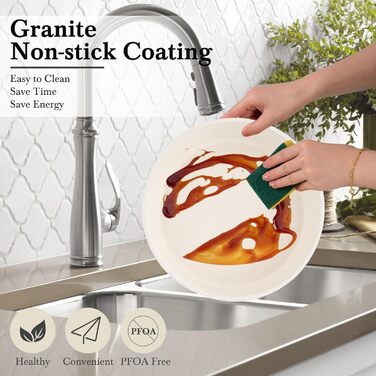 Набір каструль та сковорідок RIOVARM з індукційним дном та знімними ручками, антипригарне гранітне покриття, 16 предметів. Без PFOA.