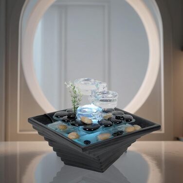 Внутрішній фонтан з кераміки та скла, декор для медитації, чаша Zen, подарунок, 20x23x23 см, Himalaya Zen'light