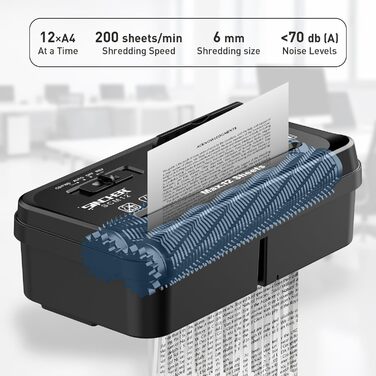 Шредер SINCHEREU для офісу та дому, 6 листів, P4, 11л кошик, знищення картки/CD, захист від перегріву