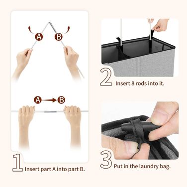 Кошик для білизни Relefree з 3 відділеннями, 180 л, сірий кошик для сортування білизни з кришкою та знімними мішками, для спальні, ванної кімнати, гуртожитку