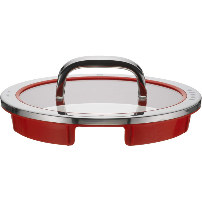 Каструля WMF Function 4, 16 см, з кришкою, 1,4 л, з нержавіючої сталі Cromargan, індукційна, з 4 функціями зливу, з внутрішньою шкалою, червона