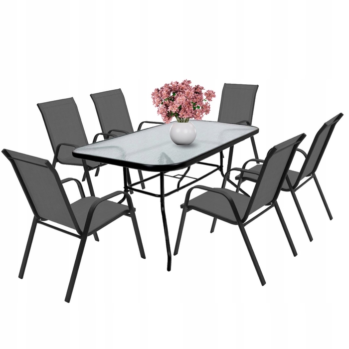 Комплект садових меблів Zolta, метал, сірий, 7 предметів