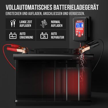 Зарядний пристрій для акумулятора Nexpeak NC175: 6V/12V, 1.75A, Smart, для автомобілів