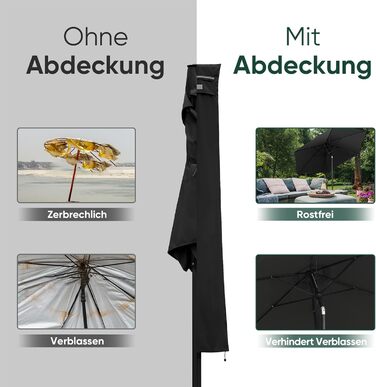 Захисний чохол для парасольки/газонного парасольки, чорний (190x30/50 см)