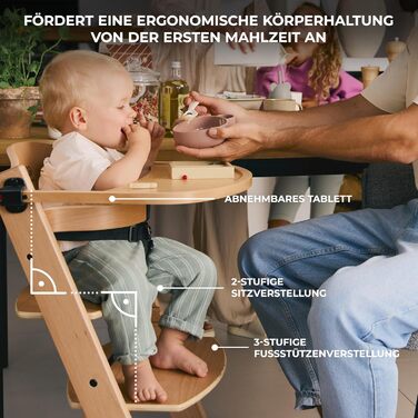 Дитячий стільчик Kinderkraft ENOCK 3 в 1 (6 міс - 10 років), сірий. Регулювання спинки, знімний бампер та ремінь безпеки