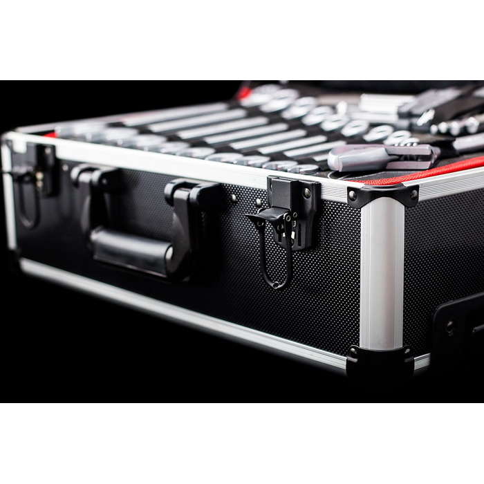 Набір інструментів Meister 156 предметів у візку на колесах з телескопічною ручкою - професійний кейс для інструментів, чорний/сріблястий, 8971440