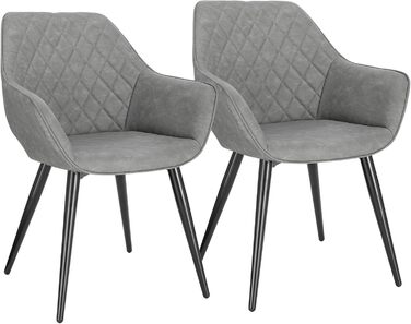 Крісла для їдальні WOLTU, 2 шт. в наборі: оббиті крісла з підлокітниками для кухні, вітальні, зелені, з металевими ніжками, штучна шкіра