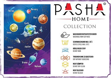 Дитячий килимок Pasha Home / автомобільний килим з поліефірного і фланелевого волокна / Килимки для дитячої кімнати нековзні і стійкі до плям / ігровий килимок з мотивом можна прати (120x180 см, планета)