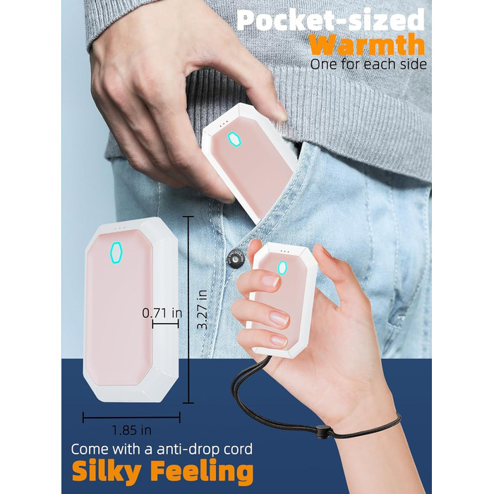 Електричний грієчка для рук ITSHINY, 2 шт. - багаторазовий, 3 режими нагріву, USB-зарядка, для чоловіків, кемпінгу та полювання (рожевий)