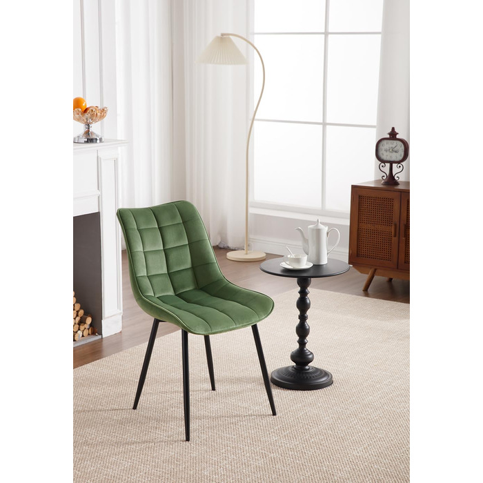 Набір обідніх стільців WOLTU (8 шт.) - обідні стільці для кухні, вітальні, їдальні. М'яке сидіння з велюру, металеві ніжки, до 150 кг.