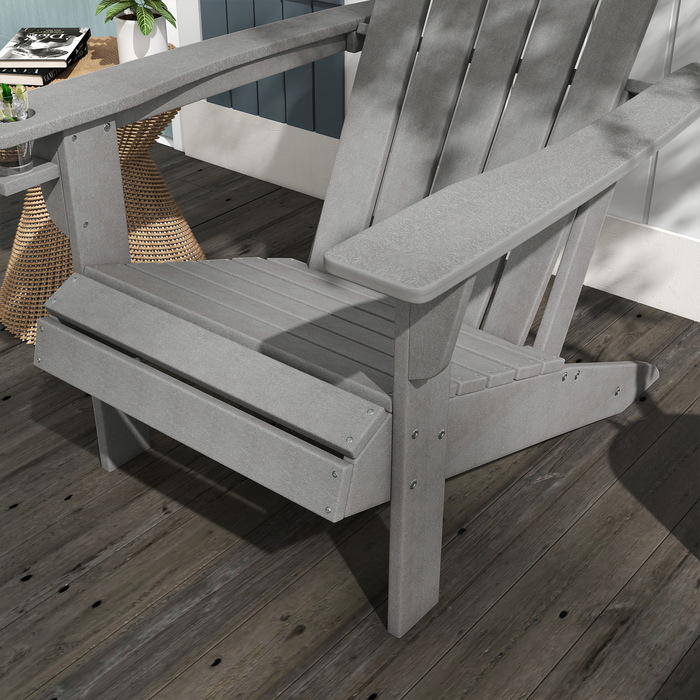 Садове крісло Outsunny Adirondack з підсклянником, пластикове садове крісло, сірий, 75 x 87 x 90 см, ідеально підходить для саду та балконних меблів