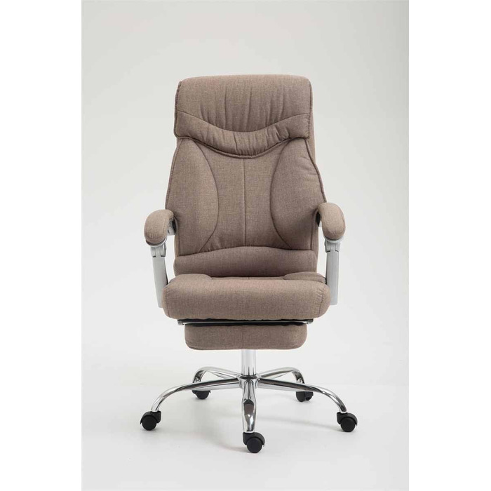 Офісне крісло CLP Big Iowa з тканинним покриттям, крісло для керівника з підніжкою, вантажопідйомність до 136 кг, регульована висота, колір: тауп