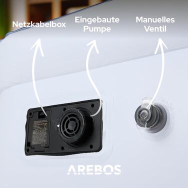 Надувний матрац Arebos | Самостійно надувний матрац 203 × 95 × 51 см для 1 особи | Гостьовий матрац з електричним насосом | Надувний матрац з сумкою для транспортування для кемпінгу/до дому | (Синій/Білий)