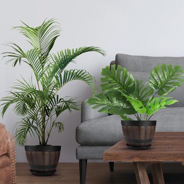 Набір горщиків для квітів Plant Planters: 2 шт. 9/23см та 2 шт. 30.2см, пластик, з дренажем та піддоном, для дому та саду