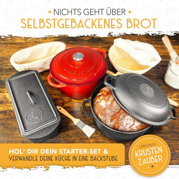Набір для закваски KrustenZauber: скляний посуд 1000 мл з лопаткою та термометром для випікання хліба